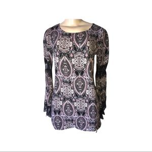 Soft Rayon Tunic with Lace Inserts on sleeve